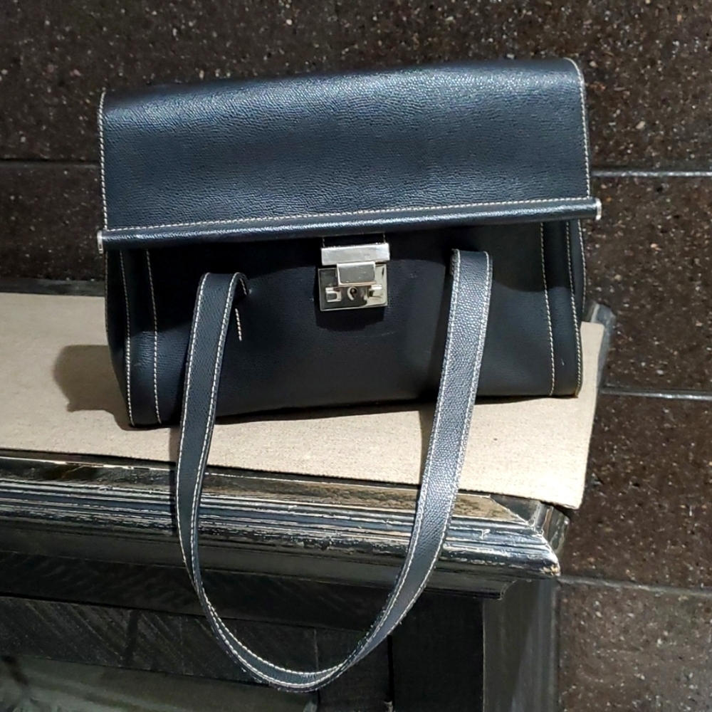 VINTAGE GIUDIT BLACK PEBBLE LEATHER BAG MADE IN ITALY